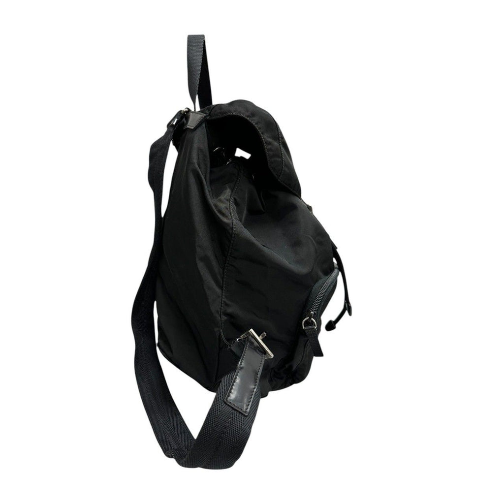 Prada Triangle Logo Black Silver Nylon Backpack — view 3