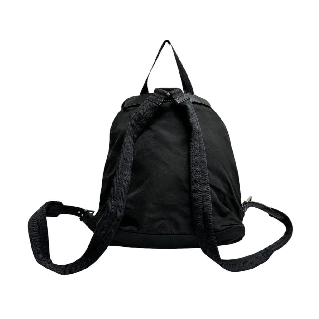 Prada Triangle Logo Black Silver Nylon Backpack — view 2