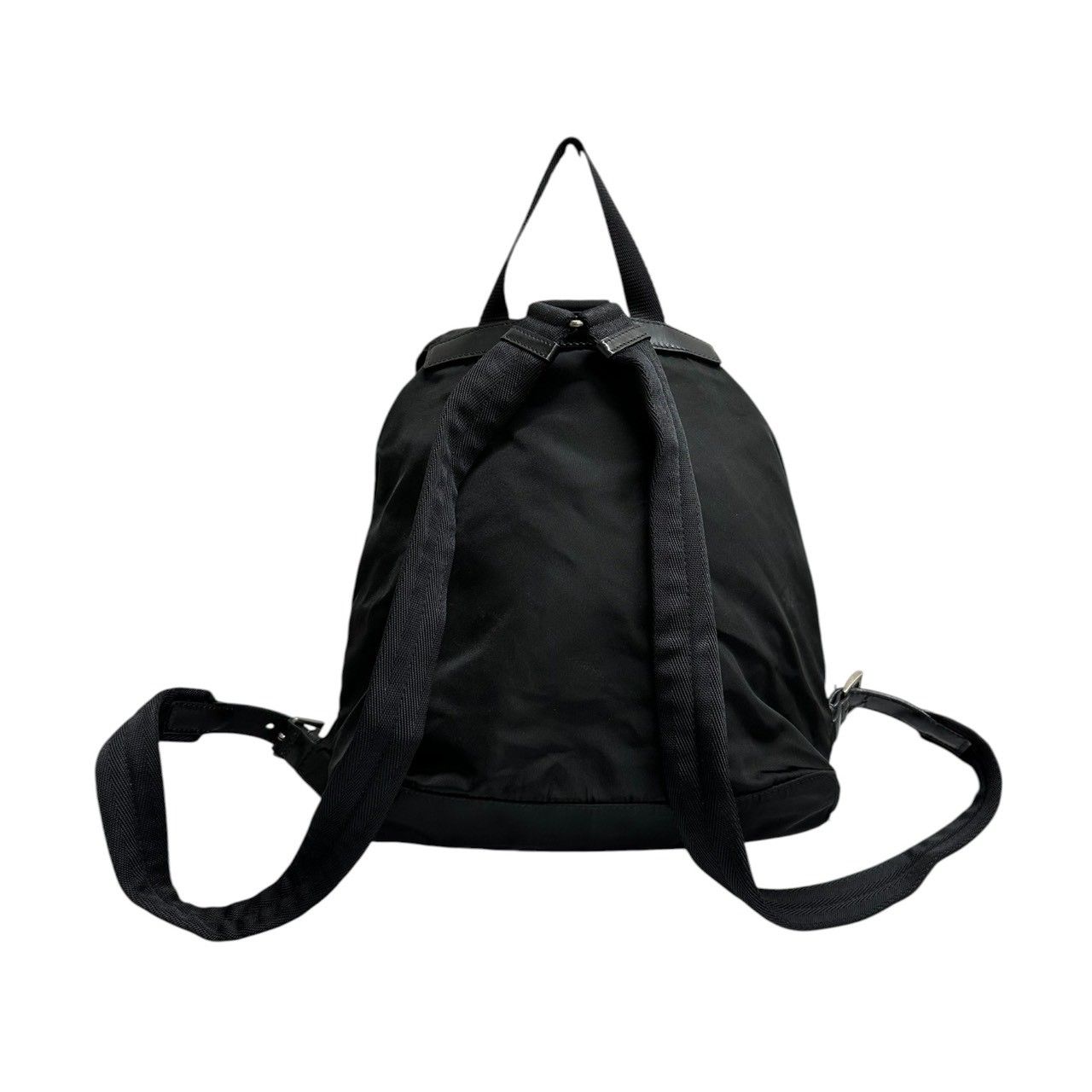 Prada Triangle Logo Black Silver Nylon Backpack — view 2