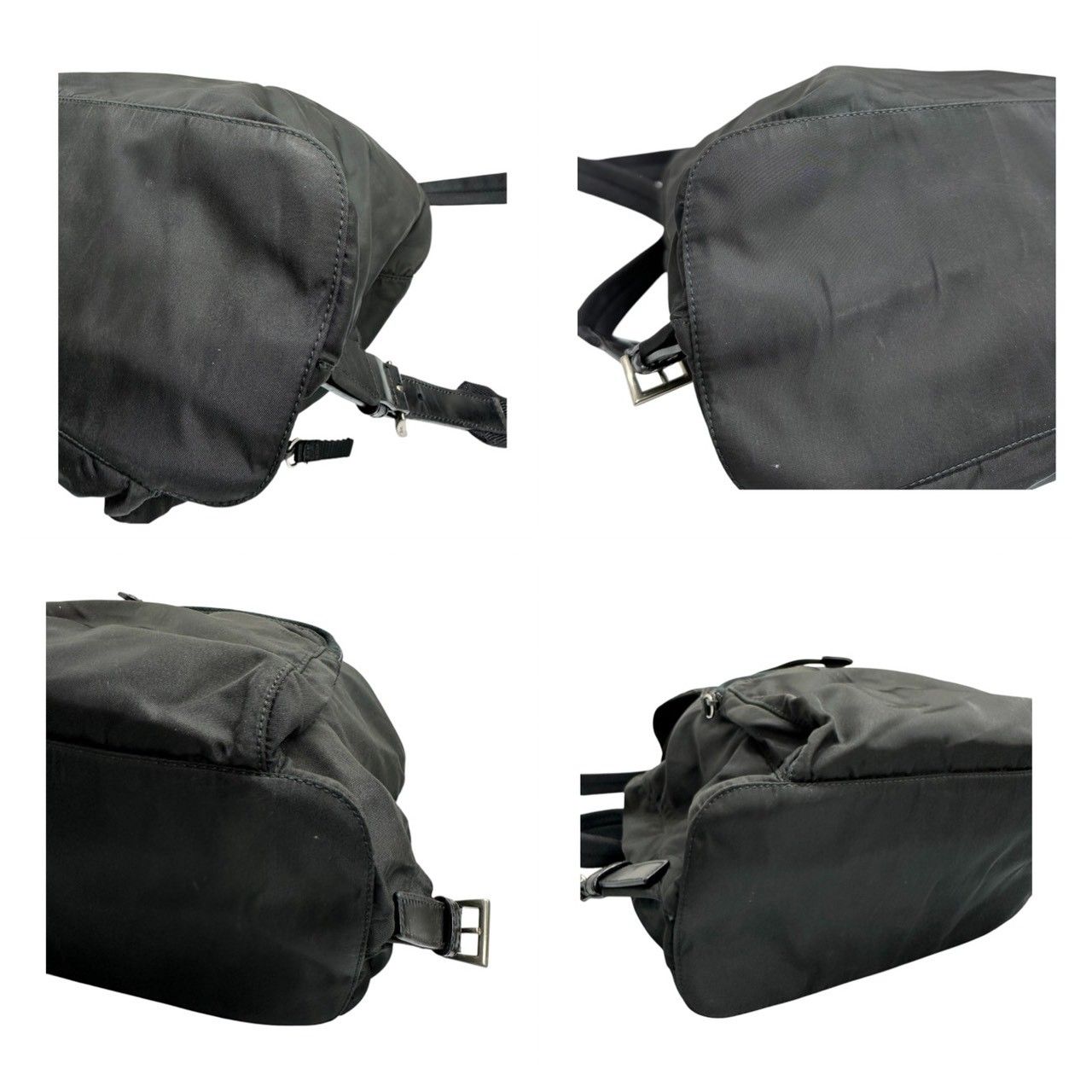 Prada Triangle Logo Black Silver Nylon Backpack — view 7