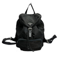 Prada Triangle Logo Black Silver Nylon Backpack