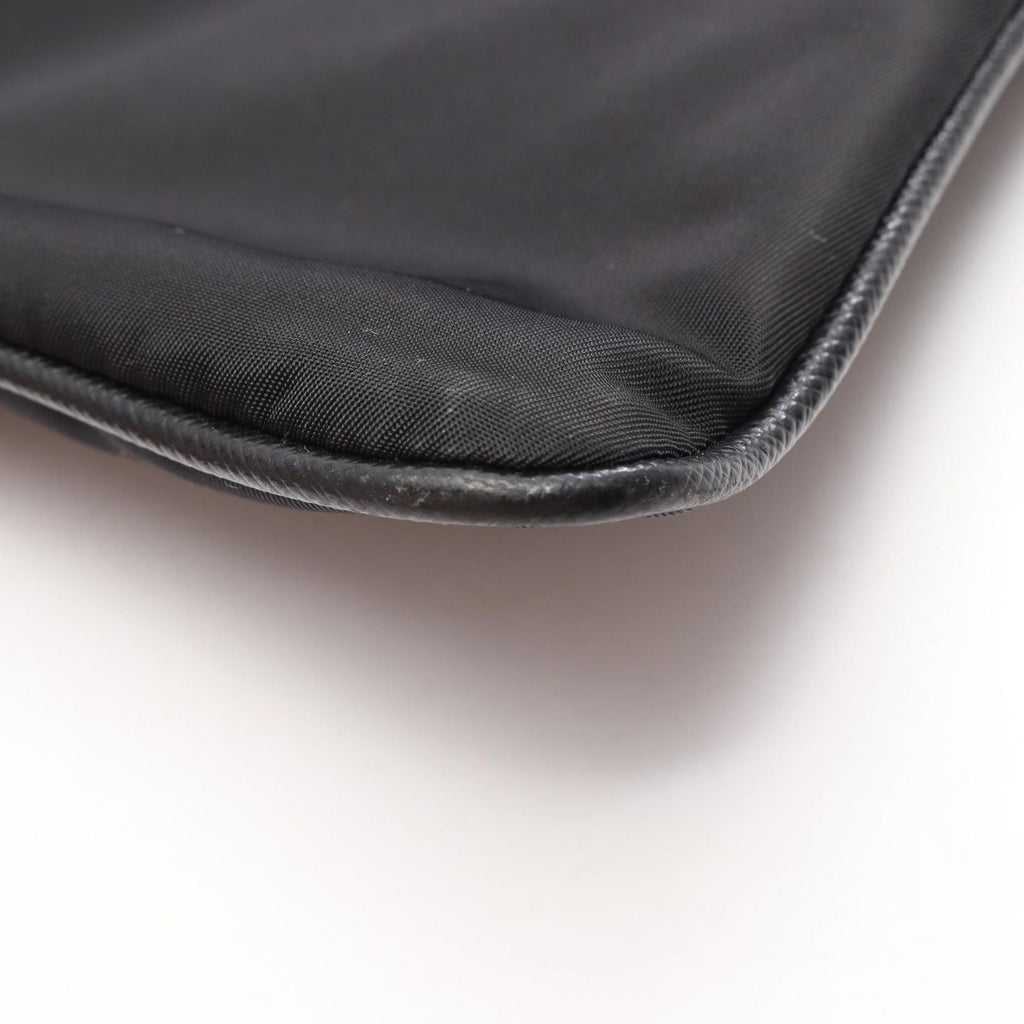 Prada Shoulder Bag Tessuto Saffi Black Nylon Saffiano Leather Triangle Logo