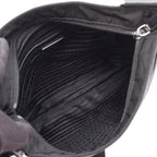 Prada Shoulder Bag Tessuto Saffi Black Nylon Saffiano Leather Triangle Logo