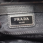 Prada Shoulder Bag Tessuto Saffi Black Nylon Saffiano Leather Triangle Logo