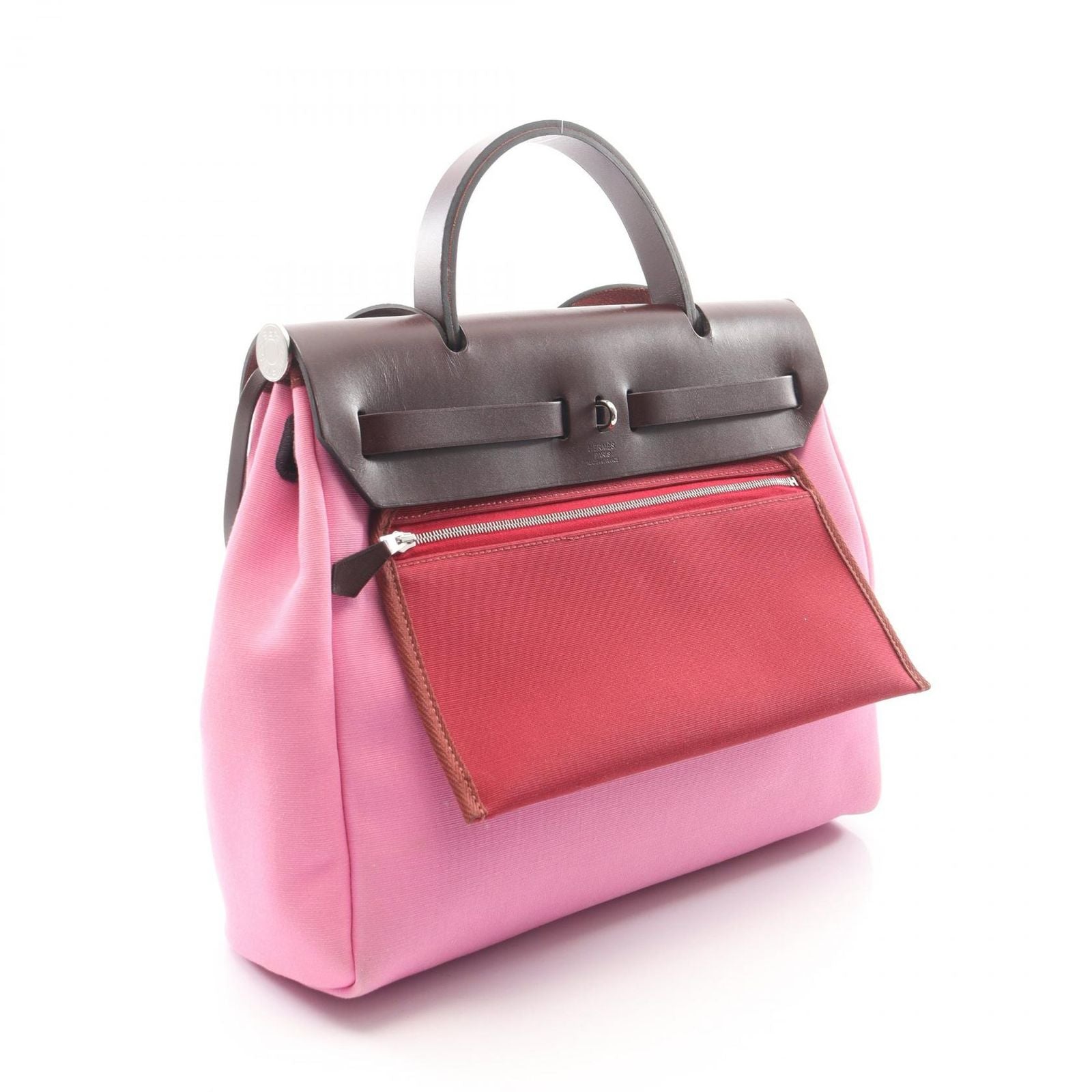 Hermes Handbag Herbag Zip PM Rouge Ache 2-Way Pink Leather Canvas Zip PM le — view 2
