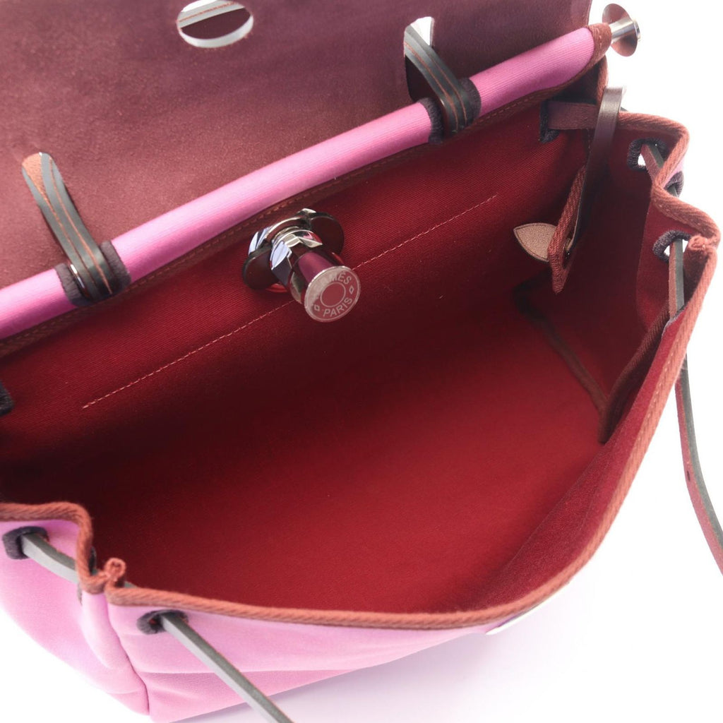 Hermes Handbag Herbag Zip PM Rouge Ache 2-Way Pink Leather Canvas Zip PM le — view 3