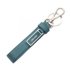 Prada Key Holder Saffiano Key Ring Blue Green Leather