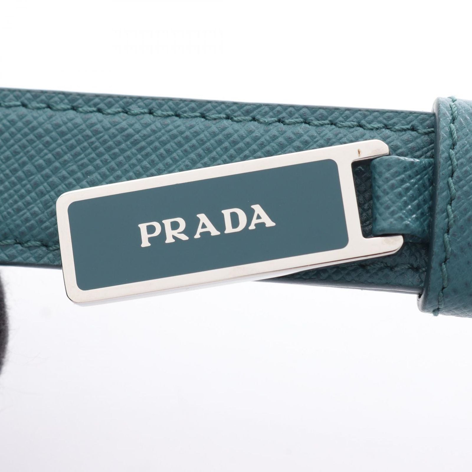 Prada Key Holder Saffiano Key Ring Blue Green Leather — view 3
