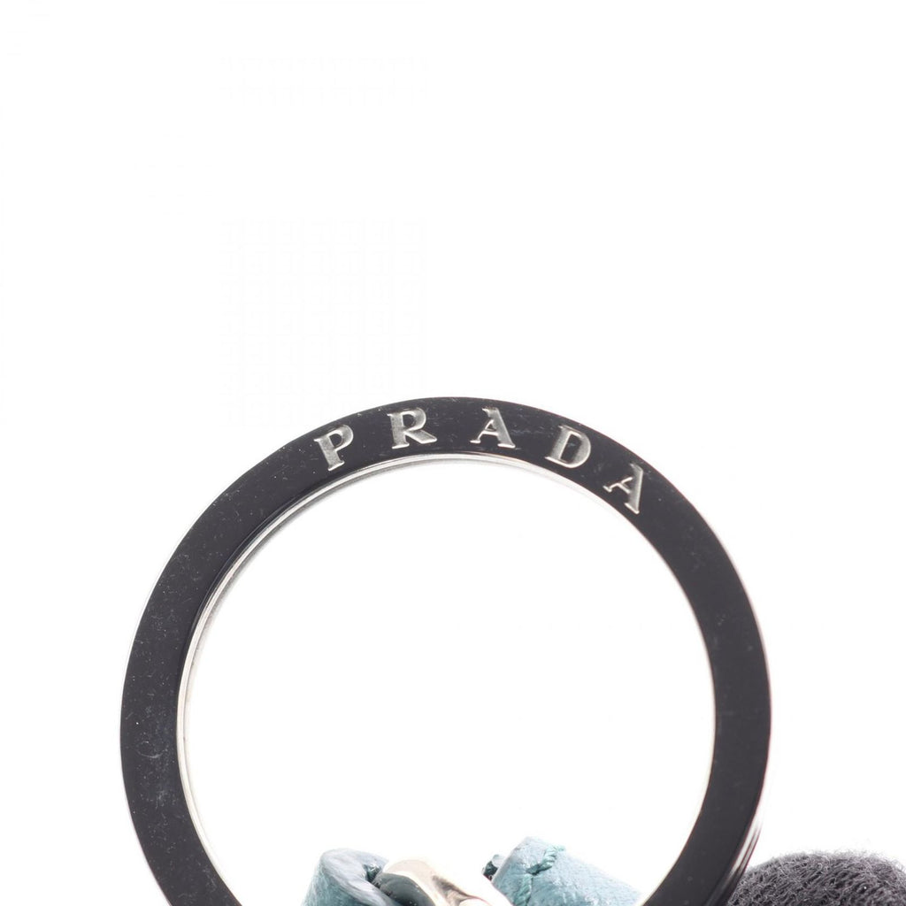 Prada Key Holder Saffiano Key Ring Blue Green Leather — view 5