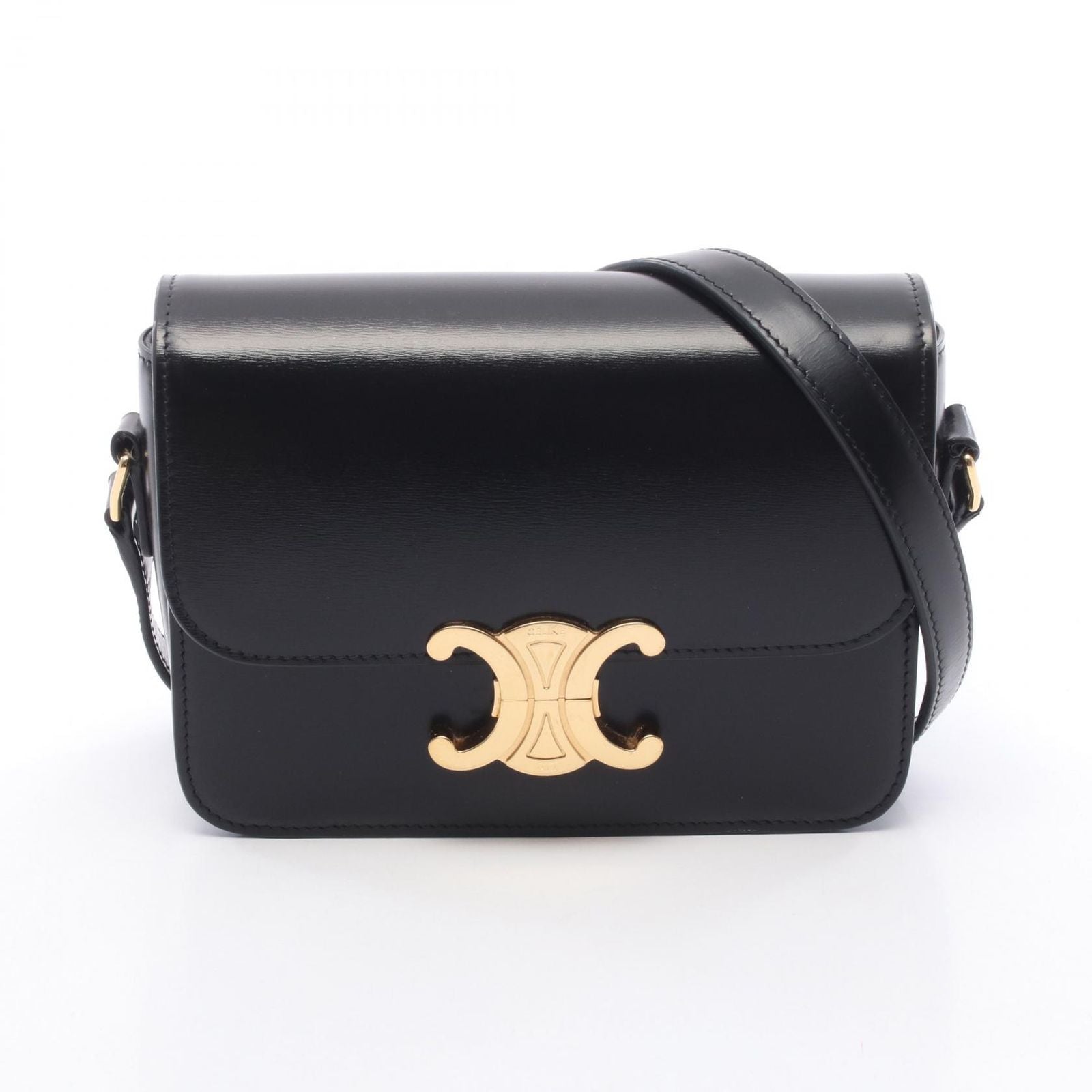 Celine Shoulder Bag Teen Triomphe Black Leather