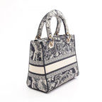 Dior Handbag Lady D-lite Midi 2-Way Navy White Canvas Tote — view 2