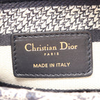 Dior Handbag Lady D-lite Midi 2-Way Navy White Canvas Tote — view 4