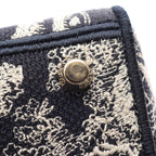 Dior Handbag Lady D-lite Midi 2-Way Navy White Canvas Tote — view 7