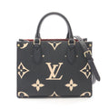 Louis Vuitton Handbag On The Go PM Bicolor 2-Way Black Beige Leather