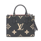 Louis Vuitton Handbag On The Go PM Bicolor 2-Way Black Beige Leather