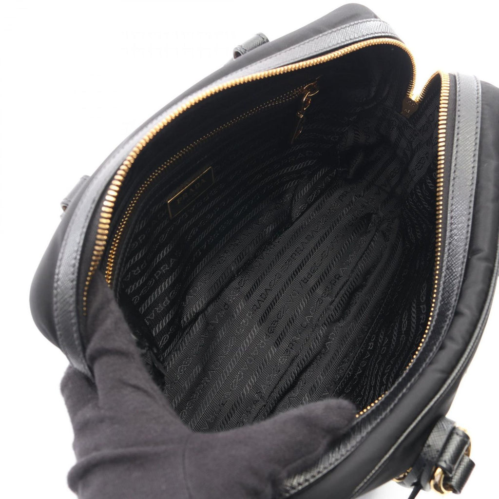 Prada Handbag Tessuto Saffiano 2-Way Black Nylon Leather — view 3