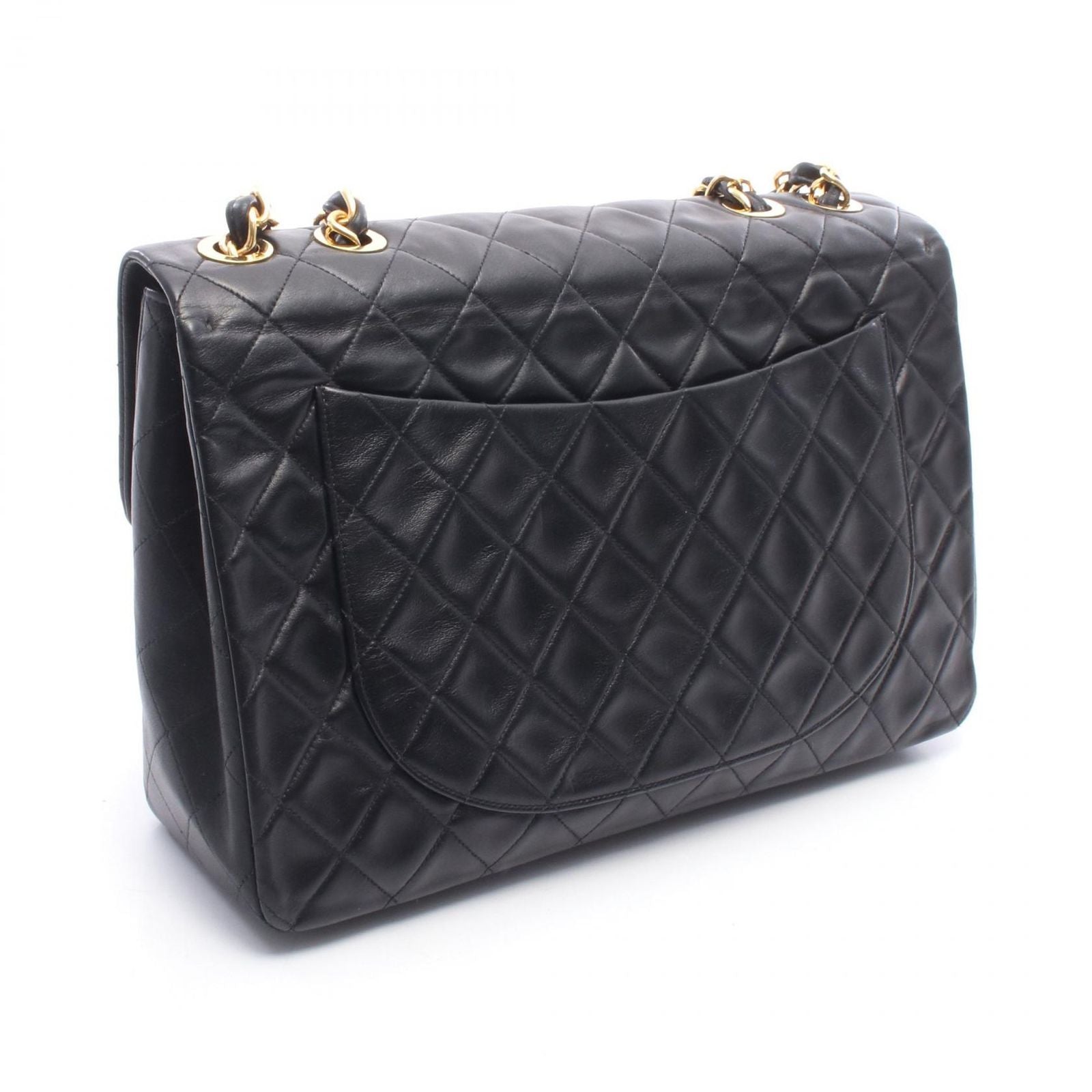 Chanel Shoulder Bag Maxi Quilted 34 Black Lambskin Chain — view 2