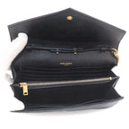 Saint Laurent Cassandra Chain Wallet Leather Black Gold Shoulder — view 6