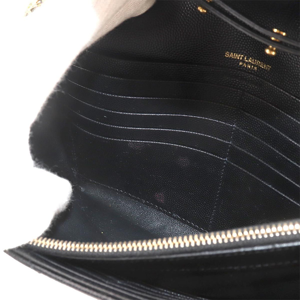 Saint Laurent Cassandra Chain Wallet Leather Black Gold Shoulder — view 8