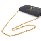 Saint Laurent Cassandra Chain Wallet Leather Black Gold Shoulder — view 5