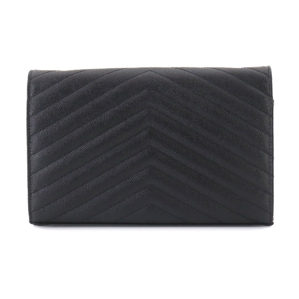 Saint Laurent Cassandra Chain Wallet Leather Black Gold Shoulder — view 2