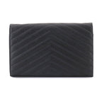 Saint Laurent Cassandra Chain Wallet Leather Black Gold Shoulder — view 2