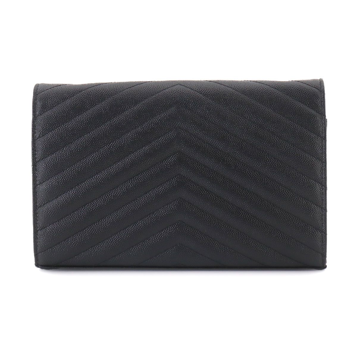 Saint Laurent Cassandra Chain Wallet Leather Black Gold Shoulder — view 2