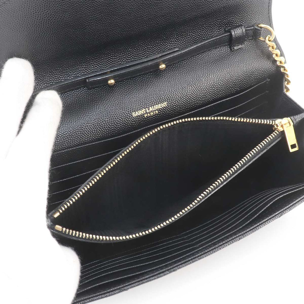 Saint Laurent Cassandra Chain Wallet Leather Black Gold Shoulder — view 7