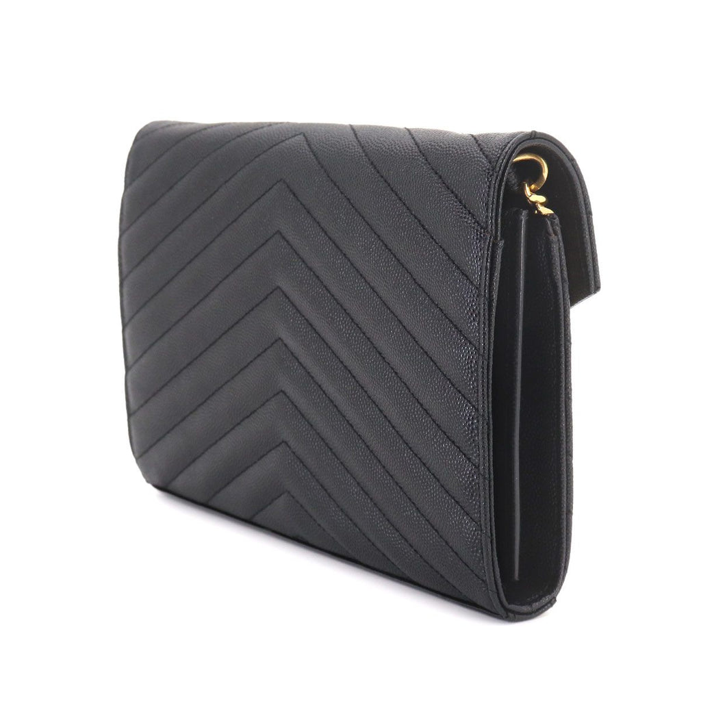 Saint Laurent Cassandra Chain Wallet Leather Black Gold Shoulder — view 3