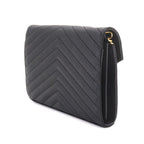 Saint Laurent Cassandra Chain Wallet Leather Black Gold Shoulder — view 3