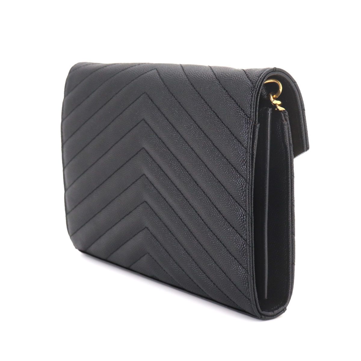 Saint Laurent Cassandra Chain Wallet Leather Black Gold Shoulder — view 3