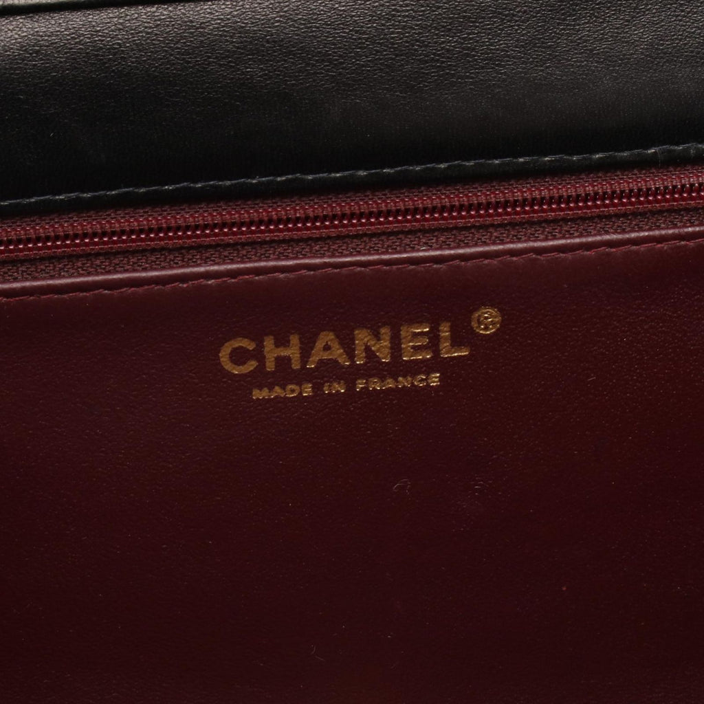 Chanel Shoulder Bag Full Flap Quilted Black Lambskin Chain