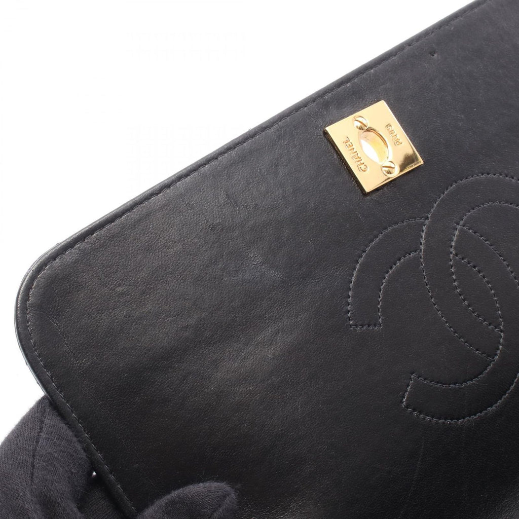 Chanel Shoulder Bag Full Flap Quilted Black Lambskin Chain
