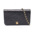 Chanel Shoulder Bag Full Flap Quilted Black Lambskin Chain