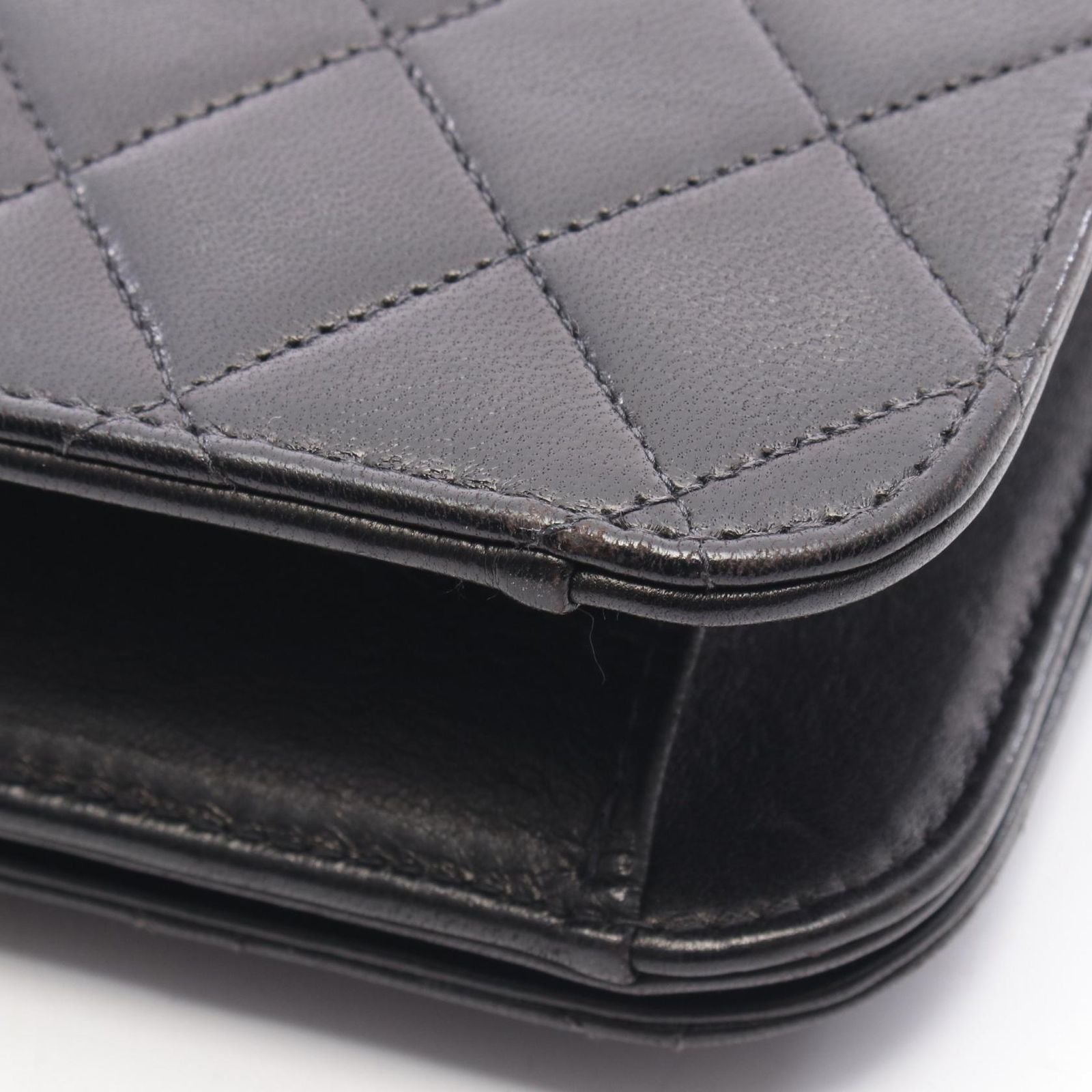 Chanel Shoulder Bag Full Flap Quilted Black Lambskin Chain