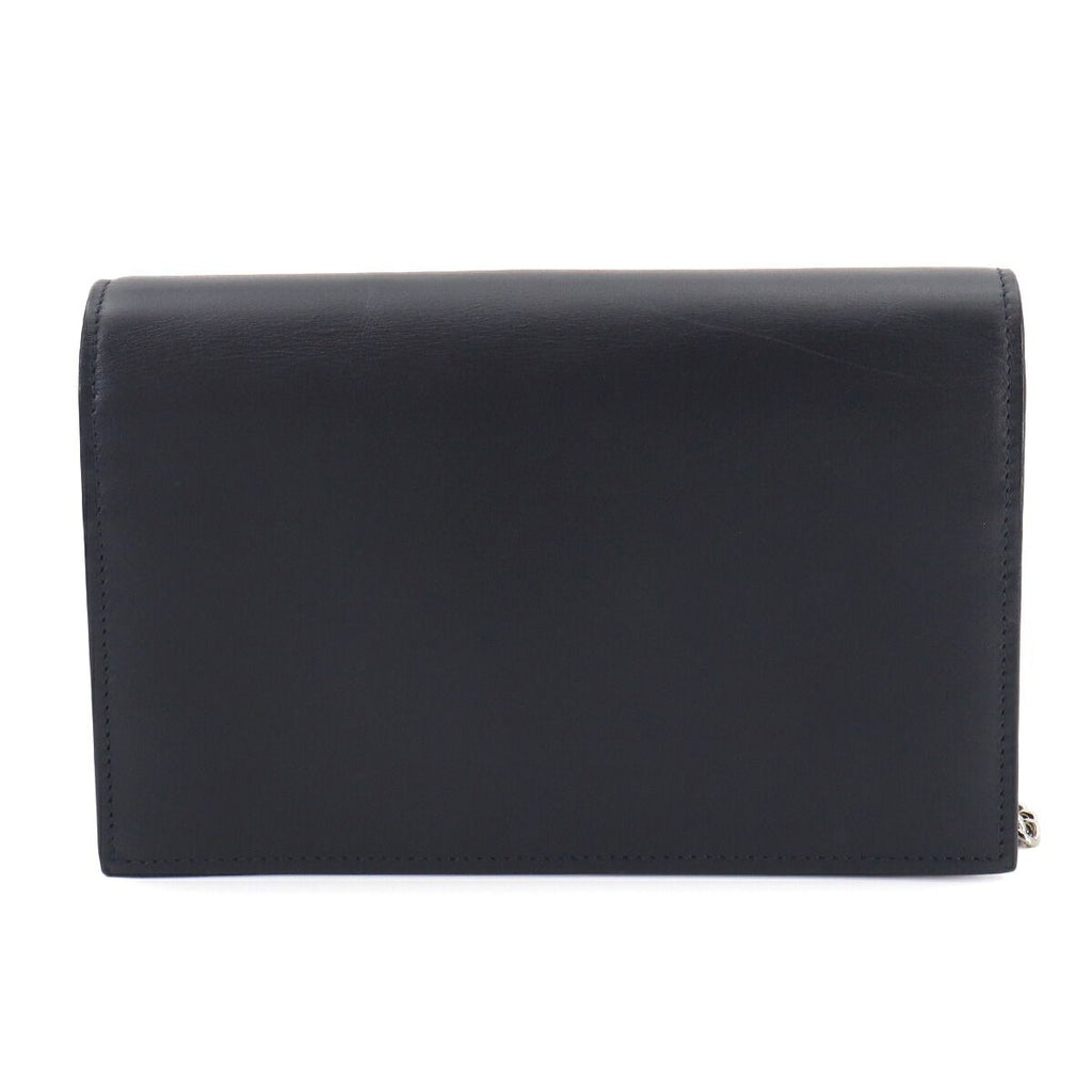 Saint Laurent Kate Chain Wallet Bifold Leather Navy Shoulder — view 2