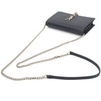 Saint Laurent Kate Chain Wallet Bifold Leather Navy Shoulder — view 5