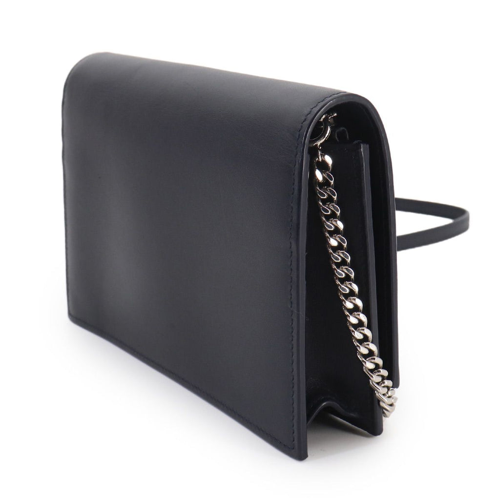 Saint Laurent Kate Chain Wallet Bifold Leather Navy Shoulder — view 3