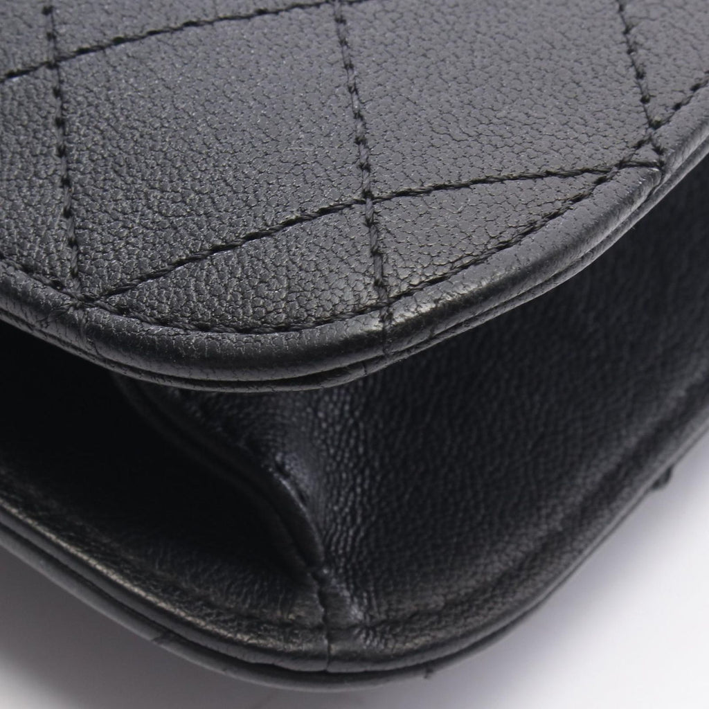 Chanel Shoulder Bag Quilted Black Leather Chain — view 6