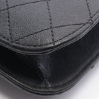 Chanel Shoulder Bag Quilted Black Leather Chain — view 6