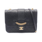 Chanel Shoulder Bag Quilted Black Leather Chain