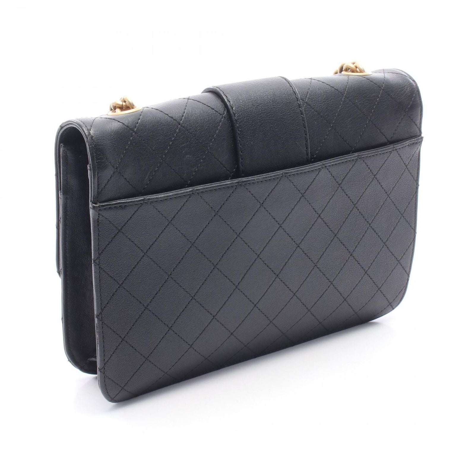 Chanel Shoulder Bag Quilted Black Leather Chain — view 2