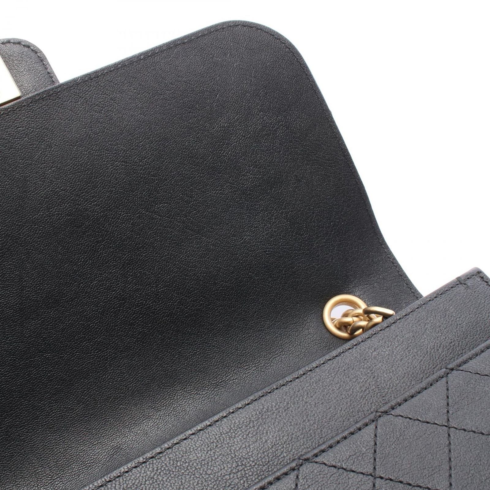Chanel Shoulder Bag Quilted Black Leather Chain — view 8