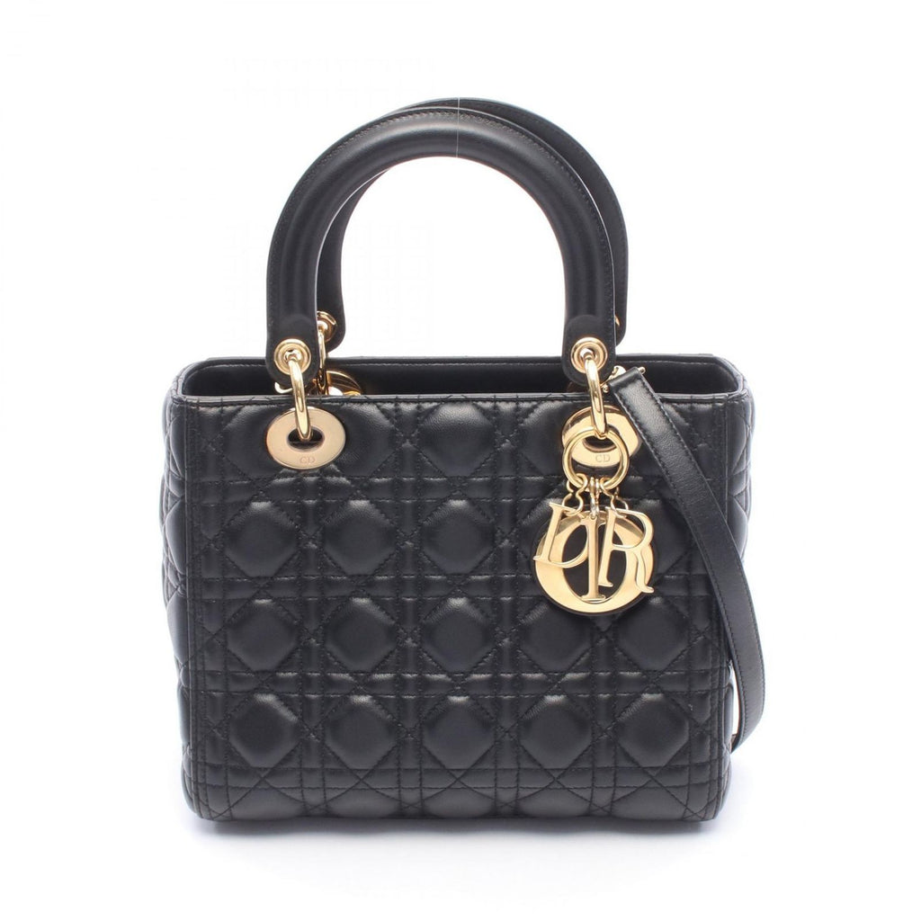 Dior Handbag Lady Dior 2-Way Black Lambskin Lady Dior Cannage Tote