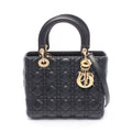 Dior Handbag Lady Dior 2-Way Black Lambskin Lady Dior Cannage Tote