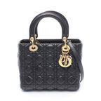 Dior Handbag Lady Dior 2-Way Black Lambskin Lady Dior Cannage Tote