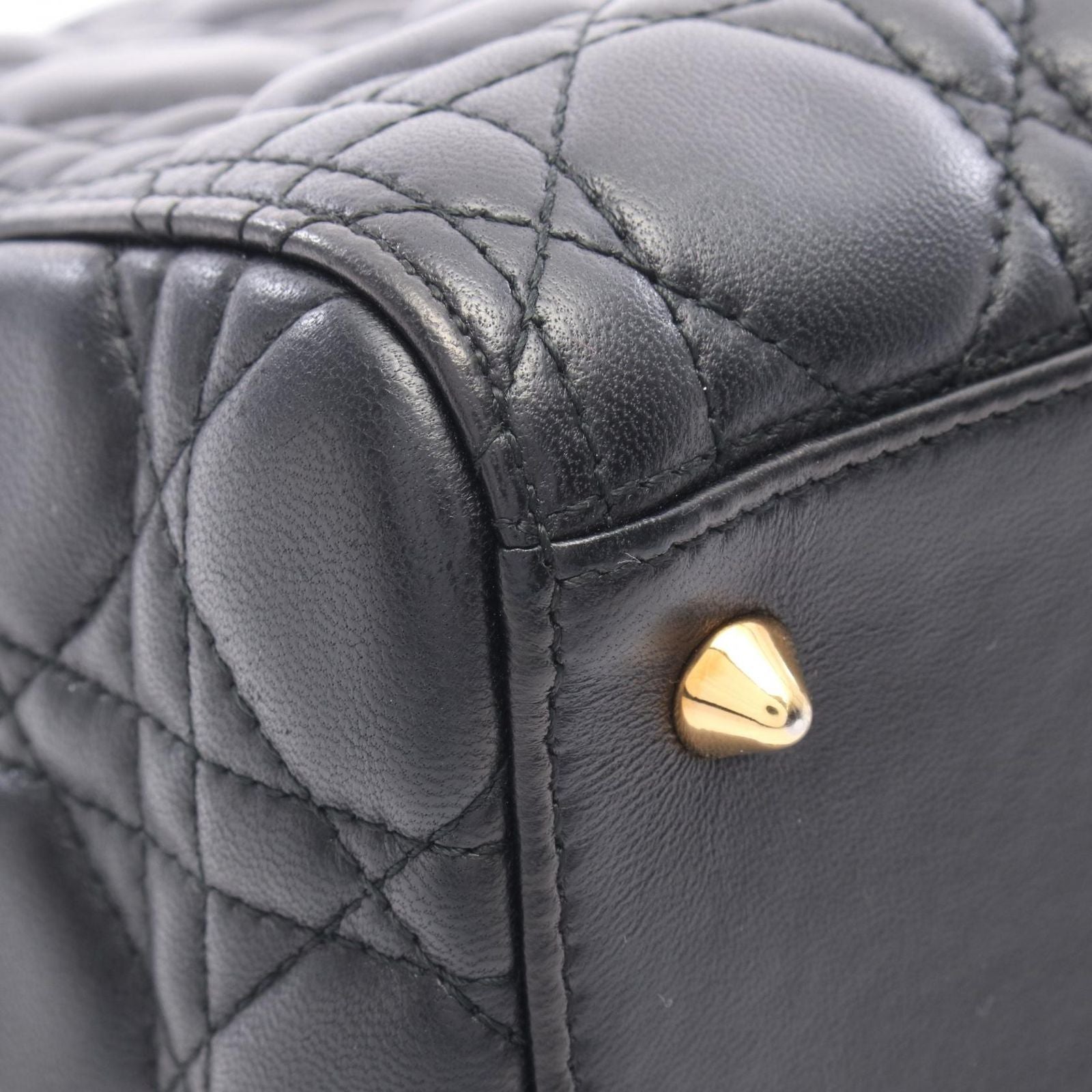 Dior Handbag Lady Dior 2-Way Black Lambskin Lady Dior Cannage Tote — view 7
