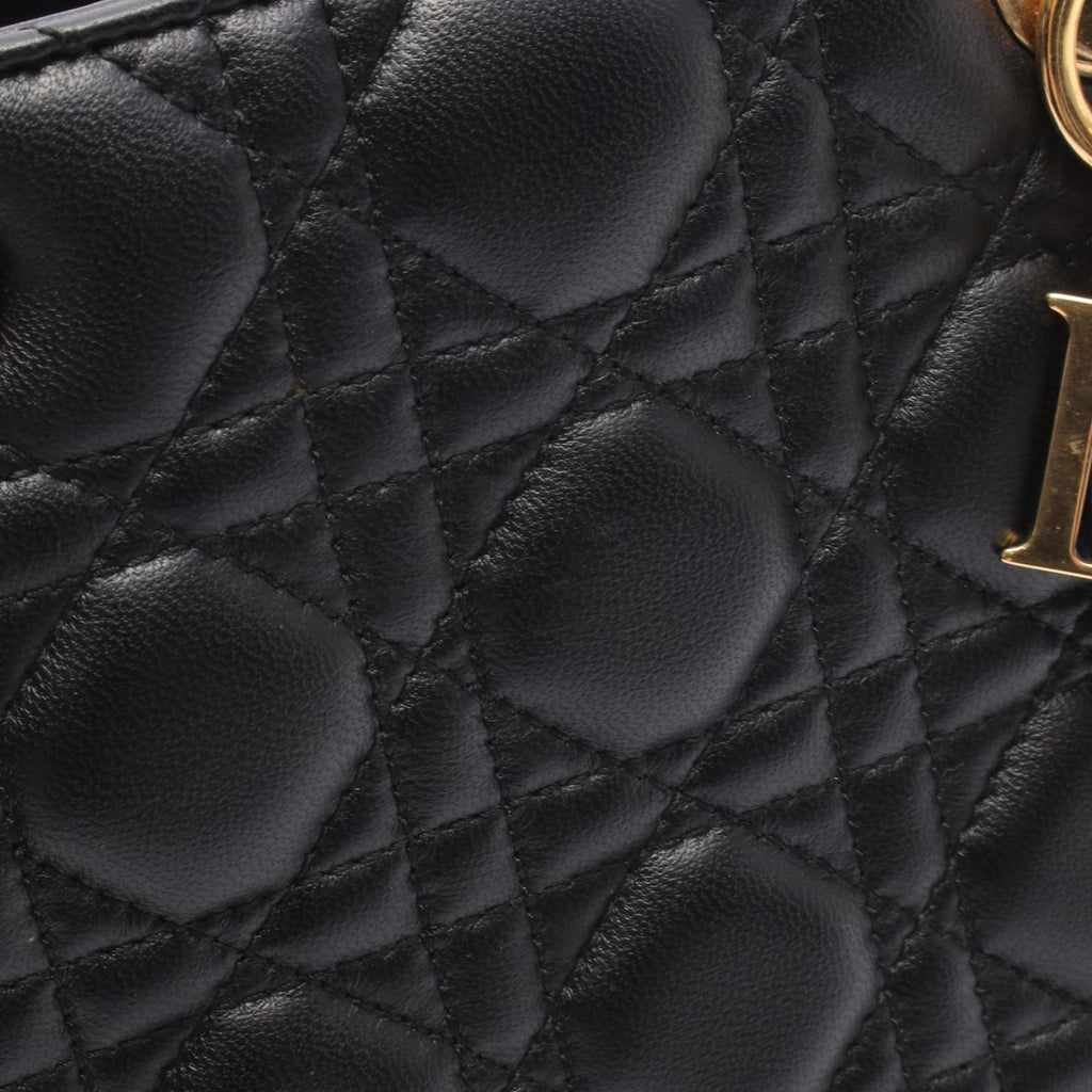 Dior Handbag Lady Dior 2-Way Black Lambskin Lady Dior Cannage Tote — view 6