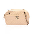 Chanel Shoulder Bag Bias Stitch Antique Gold Beige Leather Chain