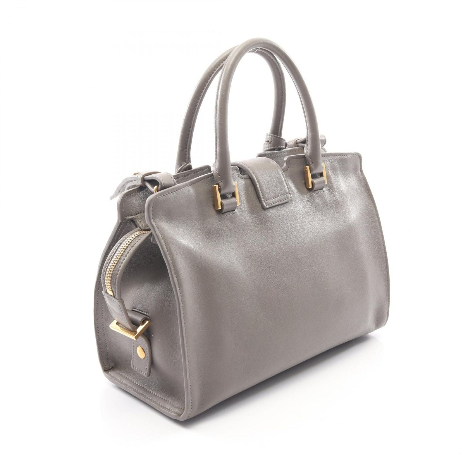 Saint Laurent Paris Handbag Baby Cabas Monogram 2-Way Gray Leather Downtown — view 2
